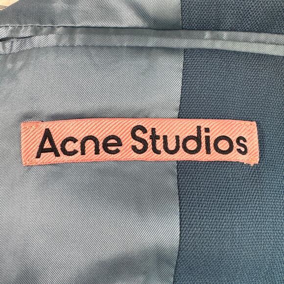 Acne Studios Womens Notched Lapel Blazer Size 34/ XS Wool Blend Office Blue - Picture 2 of 11